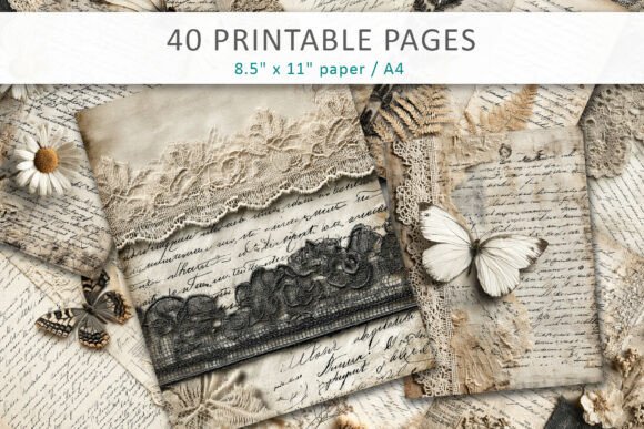 Antique Handwritten Lace Floral Paper: Your Vintage Ephemera Toolkit