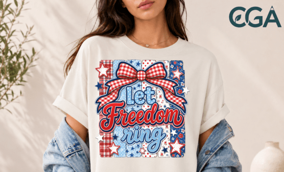 Celebrate with Style: The Freedom Ring Patriotic Summer Bow Png