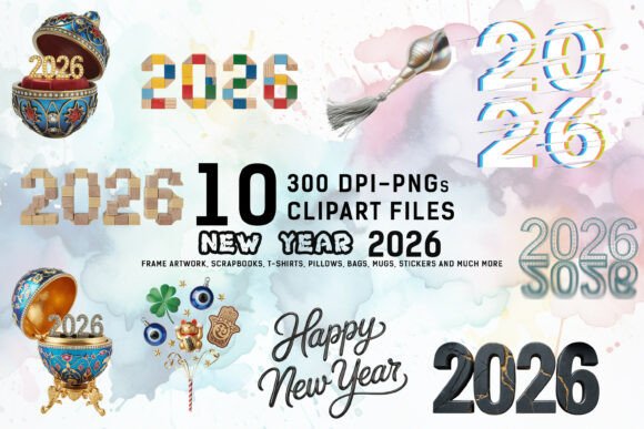 Creative Fireworks: The Eclectic New Year 2026 Clipart Bundle