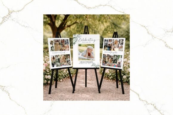 Designing a Meaningful Tribute: The 3 Panel Funeral Collage Canva FR007