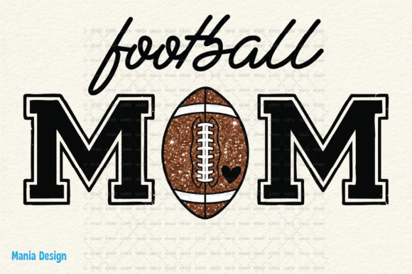 Elevate Game Day with Football Mom Glitter Heart PNG