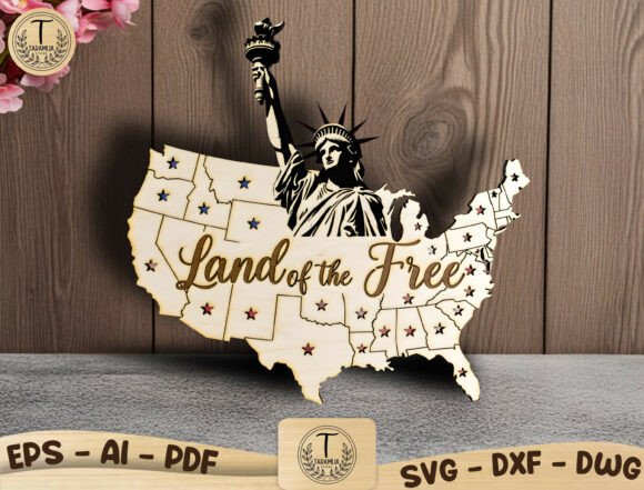 Patriotic Layered Wood Art: A Laser Cut SVG for Meaningful Decor